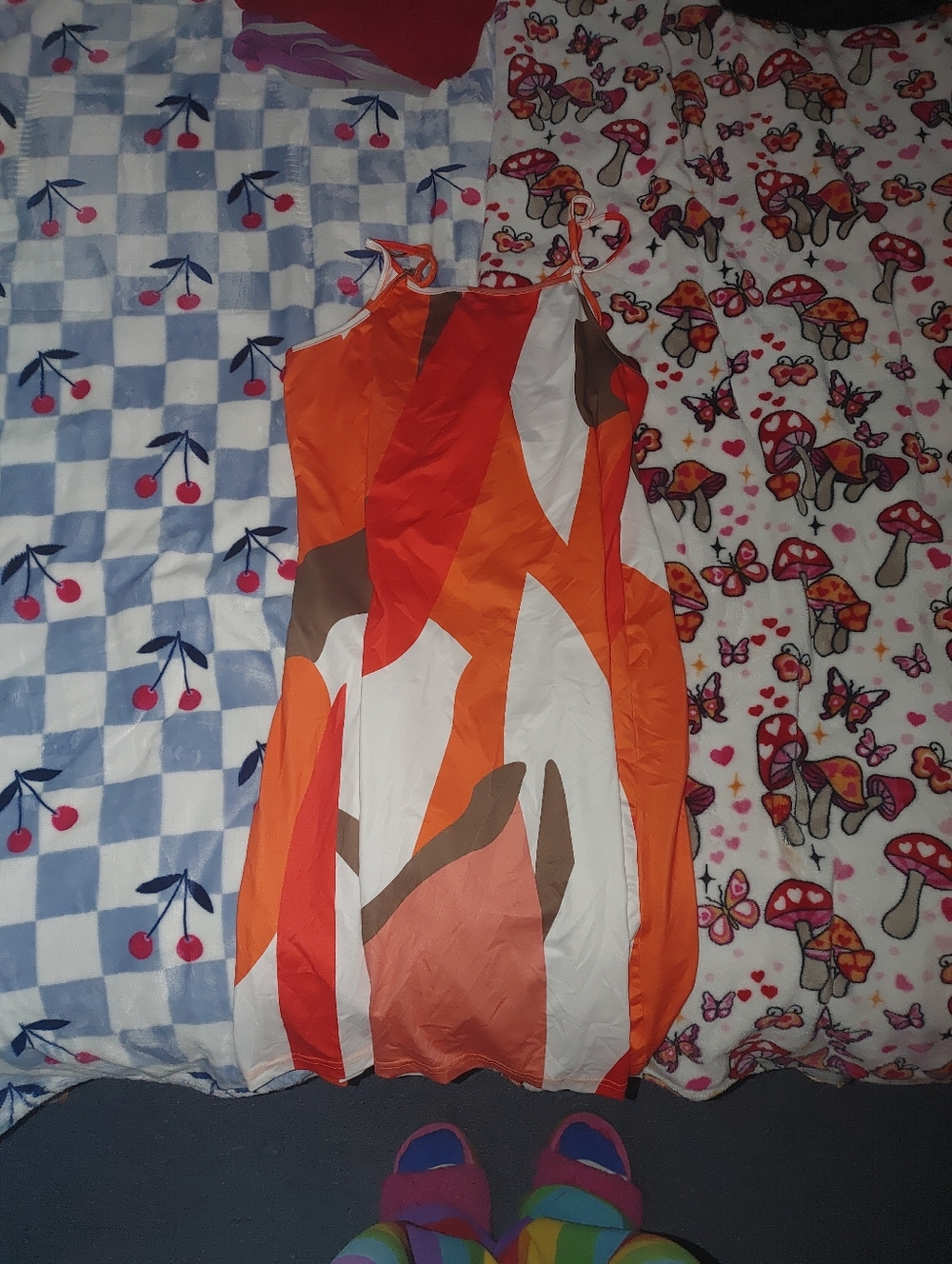 Women’s Orange Abstract Print Slip Dress